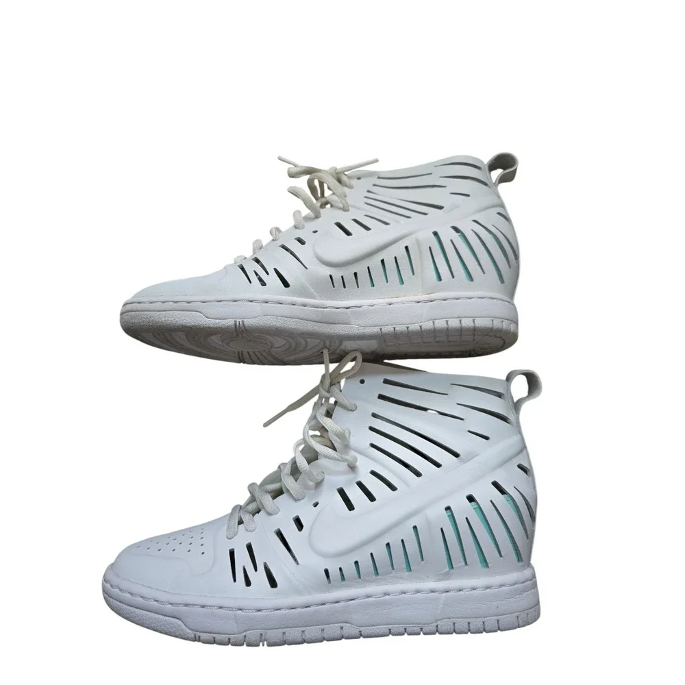 Nike Joli Sky Hi‎ High Wedge Dunk 2.0 Womens Sz. 7 Sneaker Shoes Su15-983 White